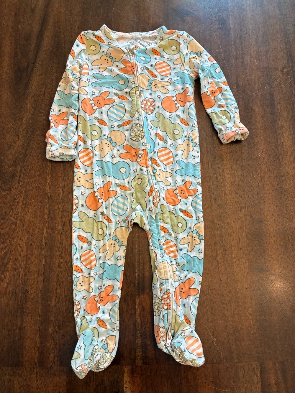 Caden Lane Bamboo Zip Romper 6-12 Months Pajamas Footies Easter Bunny Peeps